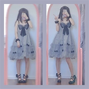 Japonijos Goth Lolita Batai Mergina Aukšto Kulno 7.5 cm Dark Loli Punk Lankas Cos Saldus Anime Mergina Batai Lolita Pu Odos, Sagtis Kawaii