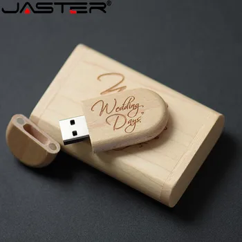 JASTER 1PCS nemokamai logotipą mediniai + Box Asmeninis LOGOTIPAS pendrive 4 GB 16GB 32GB usb Flash Drive, U disko Memory stick vestuvių Dovana