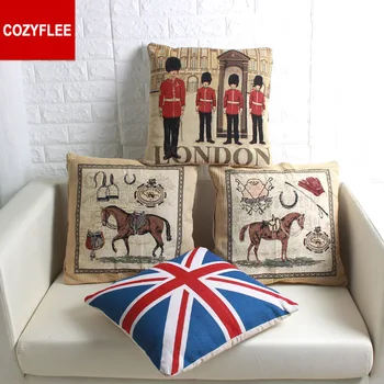 JAUKUS storio kokybės klasikinis Anglija UK sąjungos vėliava SĄJUNGOS JACK karių žirgų 45x45cm Apdailos sofa-lova, kėdė, lininė pagalvėlė padengti