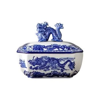 Jingdezhen Keramikos Saugojimo Puodą Arbatos Gali Buitinių Arbata Gali Mėlynos Ir Baltos Spalvos Ornamentu Papuošalų Dėžutė
