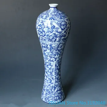 Jingdezhen porceliano kolekcija mėlyna ir balta porcelianinė vaza antikvariniai ilgaamžiškumas persikų, slyvų vaza aukštos koja vaza
