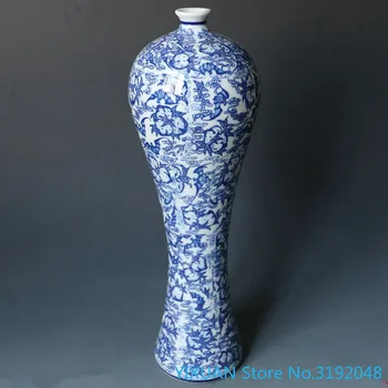 Jingdezhen porceliano kolekcija mėlyna ir balta porcelianinė vaza antikvariniai ilgaamžiškumas persikų, slyvų vaza aukštos koja vaza