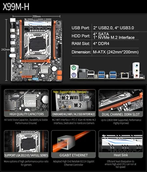 JINGSHA X99 lga 2011-3 plokštė rinkinys su XEON E5 2650V3 ir 2*8gb DDR4 2133MHZ ECC REG RAM paramos NVME M. 2 USB3.0 SATA 3.0