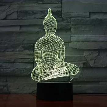 Jogos Sėdi Buda Žibintai 3D Naktį Lempa 7 Spalvinga Akrilo Lempa, kaip Namų Dekoracijos, Šviesos Vaikai Studentų Dovana Tėvo Diena Dovanos