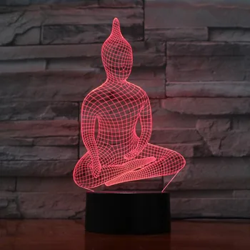 Jogos Sėdi Buda Žibintai 3D Naktį Lempa 7 Spalvinga Akrilo Lempa, kaip Namų Dekoracijos, Šviesos Vaikai Studentų Dovana Tėvo Diena Dovanos