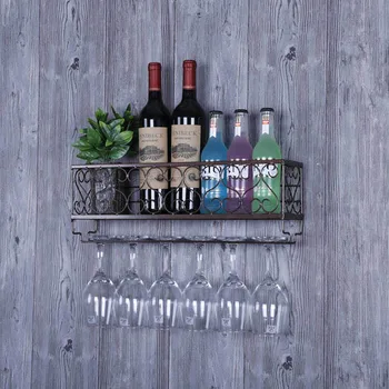 Kabinti Vyno Butelio Laikiklį Stovo Parama Šampano Goblet Stiklo, Metalo, Sienų Dekoras Lentynos Vyno Organizatorius Pakaba