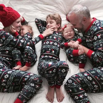 Kalėdų Spausdinti Šeimos Pižama Nustatyti Kalėdų Drabužius Tėvų-vaikų Kostiumas Namų Sleepwear Vaikas, Tėtis, Mama Atitikimo Šeimos Komplektai