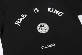 Kanye West JĖZUS YRA KARALIUS Čikagos Spausdinti Moterų, Vyrų, Negabaritinių T shirts tees Hiphop Vyrų Medvilnės Atsitiktinis marškinėliai