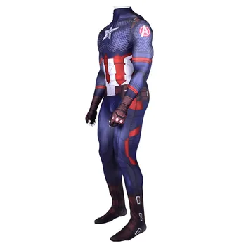 Kapitonas Amerika Cosplay Kostiumų Latekso kaukė Zentai Superhero Bodysuit Suaugusiems, Vaikams, Skaitmeninis Spausdinimas vientisas Jumpsuits