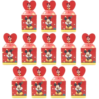 Karšta Raudona Mickey Mouse Šalies Prekių Saldainių dėžutė Berniuko, Dušas su Gimtadieniu Raudona Mickey Mouse Temą Šalies Dovanų Maišeliai Dekoravimui