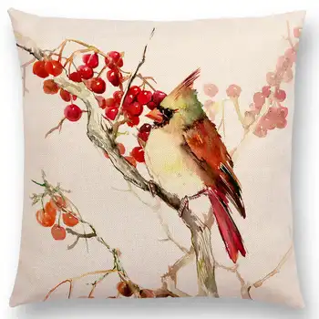 Karšto Pardavimo Akvarelė Mielas Paukščių Robin Zylė Amadinai Hummingbird Goldfinch Chickadee Kardinolas Tulžys, Žiedų Pagalvėlės, Sofos Pagalvę