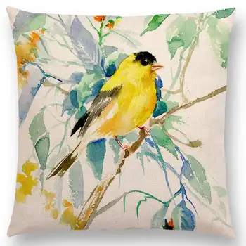 Karšto Pardavimo Akvarelė Mielas Paukščių Robin Zylė Amadinai Hummingbird Goldfinch Chickadee Kardinolas Tulžys, Žiedų Pagalvėlės, Sofos Pagalvę