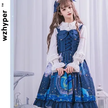 Karšto Pardavimo JSK Banginis Gothic Lolita Dress Harajuku Gatvės Mados Kryžiaus Cosplay Moterų Lankas Suknelė Japonijos Minkštas Sesuo Stiliaus Suknelė