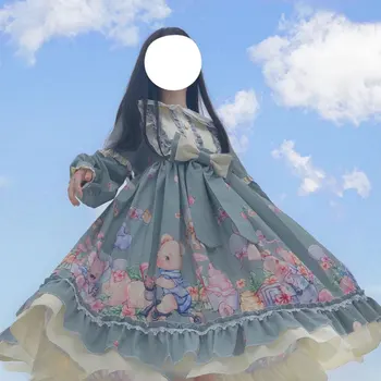 Kawaii Lolita Japonijos Saldus mergina Vaikiška Lėlė Šalis Suknelė Vintage Viktorijos Gotika Animacinių filmų Lankas Princess arbatėlė Suknelės
