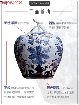 Kinija Jingdezhen mėlynos ir baltos spalvos porcelianinis mini saugojimo jar apdailos keramika maža vaza su dangčiu kambarį amatų apdaila