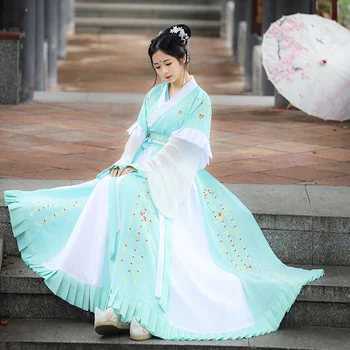 Kinijos Traidtional Hanfu Coastume Moterų Tango Kostiumas Princesė Drabužius Mergina Senovės Pasakų Cosplay Suknelė Siuvinėjimo Liaudies Dancewear