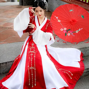 Kinijos Traidtional Hanfu Coastume Moterų Tango Kostiumas Princesė Drabužius Mergina Senovės Pasakų Cosplay Suknelė Siuvinėjimo Liaudies Dancewear