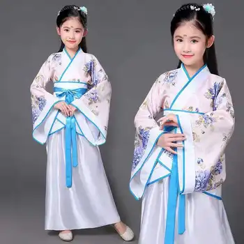 Kinų Mergina Kostiumas Balta Raudona Juoda Ilga Suknelė ir Šalies Kinų naujieji Metai Drabužius Vaikas Senovės Kalėdų Suknelės Mergaitėms