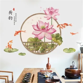 Kinų Stiliaus Lotus Tapetai Kambarį Sienų Apdailai Miegamasis Fone Sienų Lipdukai Kūrybos Sofa Sienų Tapyba-Freskos