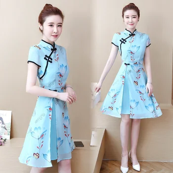Kinų Stiliaus Suknelė Cheongsam Rytų Midi Suknelė Elegantiškas Kinijos Suknelės Ao Dai Vietnamas Drabužių Qipao Ao Dai Suknelė FF2764