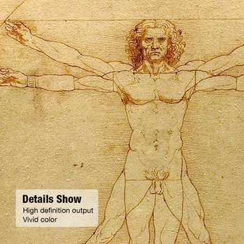 Klasikinio Žinomų Tapybos Derliaus Plakatai Da Vinci Rankraštis Nuotrauką Vitruvian Man Drobė Spausdina Modernios Sienos Menas Namų Dekoro