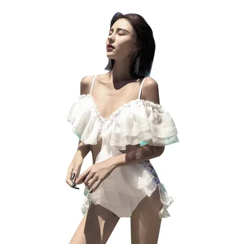Korėjos kietas Seksualus maudymosi kostiumėlį nuo Peties Pynimas vientisi maudymosi kostiumėlį, maudymosi Kostiumėliai Moterims, Retro Bikini Maudymosi Kostiumai Paplūdimio Drabužiai Plaukti