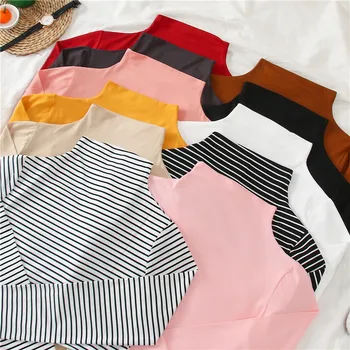 Korėjos Rudens Moterys Priežastinis Kietas slim Dugno marškinėlius harajuku juostele ilgomis Rankovėmis Golfo Marškinėliai Mergaitėms Basic Marškinėliai Topai