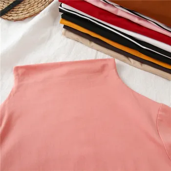 Korėjos Rudens Moterys Priežastinis Kietas slim Dugno marškinėlius harajuku juostele ilgomis Rankovėmis Golfo Marškinėliai Mergaitėms Basic Marškinėliai Topai