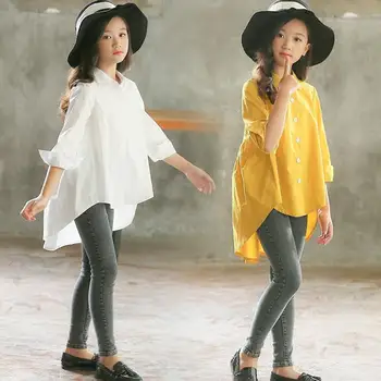 Korėjos Stiliaus Kids Marškinėliai Paauglių Vasaros Viršūnes Ilgai Marškinėliai už nepilnametės 2020 M. Paauglių Balta Geltona Palaidinė 12 14 Metų Drabužių
