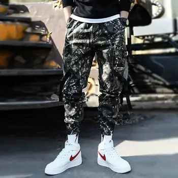 Krovinių Haremas Patckwork Pants Mens Atsitiktinis Poilsiu Baggy Kelnės Harajuku Streetwear Hip-Hop Kelnes Vyrų Mados Sweatpants Vyras