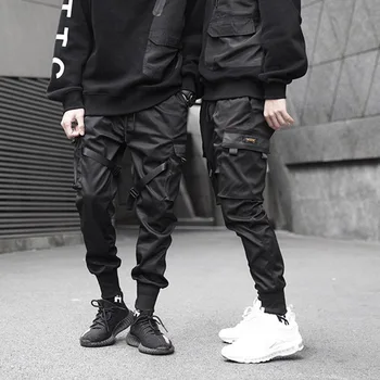 Krovinių Kelnės Vyro Medvilnės Bėgiojimo Kelnės Madinga Paauglių Hip-hop Juoda Pieštuko Kelnės Atsitiktinis Multi-pocket Sweatpants Streetwear