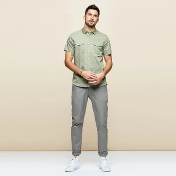 KUEGOU medvilnės spandex vyriški trumpomis rankovėmis marškiniai 2020 metų vasaros mados laisvalaikio sutartis Įrankiai marškinėliai žalia vyrų top dydis BC-8811