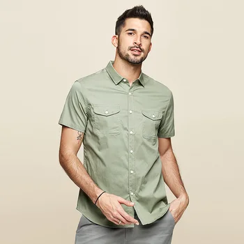 KUEGOU medvilnės spandex vyriški trumpomis rankovėmis marškiniai 2020 metų vasaros mados laisvalaikio sutartis Įrankiai marškinėliai žalia vyrų top dydis BC-8811