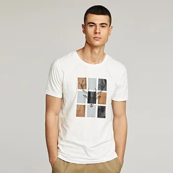 KUEGOU Ruožas medvilnės vyriški T-shirt vasaros Mados geometrinis spausdinti marškinėlius trumpomis rankovėmis, plonas Tt marškinėliai vyrams top dydis UT-09324
