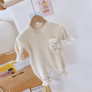 Kūdikiams, kūdikių mergaitės berniukai žiemą visą rankovės 3D lokys atsitiktinis šiltas outwear darbo drabužiai bamblys naujagimių jumpsuits tirštėti rompers 0-24M