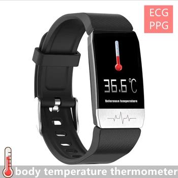 Kūno temperatūros matavimo apyrankę termometras smart juosta EKG+PPG širdies ritmas, kraujo spaudimas, deguonies sporto Fitness tracker T1