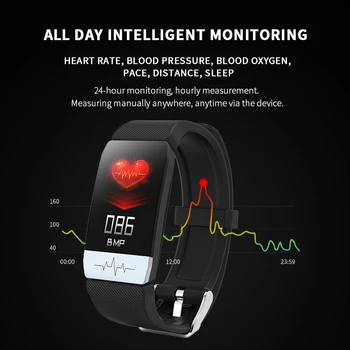 Kūno temperatūros matavimo apyrankę termometras smart juosta EKG+PPG širdies ritmas, kraujo spaudimas, deguonies sporto Fitness tracker T1