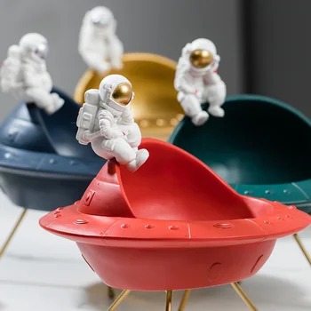 Kūrybos Astronautas Skulptūra Darbalaukio Erdvėlaivis Statula Su Sandėliavimo Namo Kosmonautų Pobūdžio Figūrėlės Kūrybos Dekoro Miniatiūros