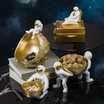 Kūrybos Astronautas Skulptūra Darbalaukio Erdvėlaivis Statula Su Sandėliavimo Namo Kosmonautų Pobūdžio Figūrėlės Kūrybos Dekoro Miniatiūros