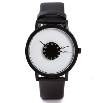 Kūrybos Juodos Odos Kvarco Žiūrėti Vyrų, Moterų Mados Paprastas Atsitiktinis Žiūrėti Madinga Minimalistinio Laikrodis Reloj Mujer Hombre 2019