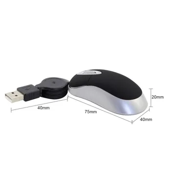 Laidinė Pelė Optinė 3D Mini Ištraukiama USB Pelė KOMPIUTERIUI Nešiojamas kompiuteris Notebook Dropshipping
