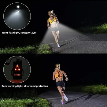 Lauko Sporto Bėgimas Naktį LED Žibintai Įspėjamieji Žibintai USB Mokestis Krūtinės Lempos Žibintuvėlis Dviračiu, Dviračių Šviesos Naktį Veikia