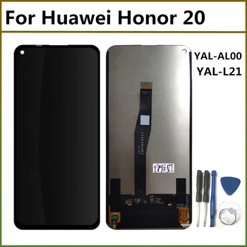 LCD Ekrano ir Huawei Honor 20 LCD Ekranas Jutiklinis Ekranas skaitmeninis keitiklis komplektuojami Su Rėmo Huawei Honor 20 YAL-L21 YAL-AL00 LCD