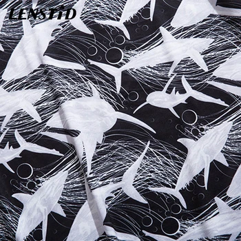 LENSTID Vyrų Hip-Hop Ryklių Visišką Atspausdinta Marškinėliai Harajuku Streetwear T-Shirt Vasaros Naują Trumpas Rankovės Plonas Marškinėlius Hispter Viršūnes Tees