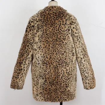 Leopard Dirbtiniais Kailių Paltai Moterims Rudenį, Žiemą Storas Šiltas Mados Dirbtinio Kailio moteriški Paltai Atsitiktinis Kailio Striukė Kailis S-3xl