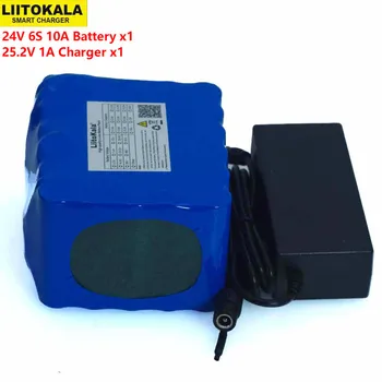 LiitoKal 24V 10Ah 6S5P 18650 Baterija Ličio Baterija 24V Elektrinis Dviratis Mopedas Electric Li-ion Battery Pack+25.2 V 2A Įkroviklis