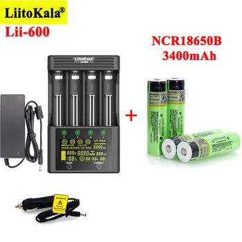 LiitoKala Lii-600 Baterijos Įkroviklio 3.7 V, Li-ion 18650 21700 26650 1.2 V AA aaa NiMH + NCR18650B 3400mAh Įkraunamas baterijas