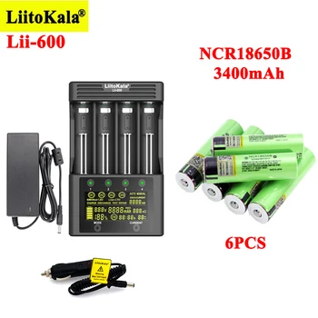 LiitoKala Lii-600 Baterijos Įkroviklio 3.7 V, Li-ion 18650 21700 26650 1.2 V AA aaa NiMH + NCR18650B 3400mAh Įkraunamas baterijas