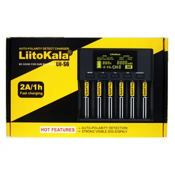 LiitoKala Lii-S6 18650), 3,7 V Ličio Įkroviklis 6 Tarpsnius, LCD Ekranas, Protingiausias Baterija, 