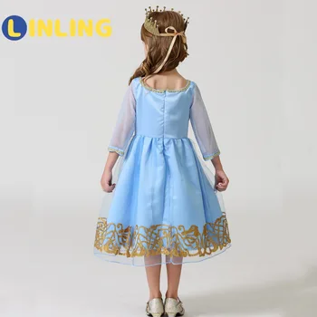 LINLING Karšto Pardavimo Vasaros Mergaitės Suknelė Elegantiškas Princesė Suknelė Paauglių Suknelė Siuvinėjimo Mergaitėms Šalies Vaikams, Vaikų Drabužiai, P66